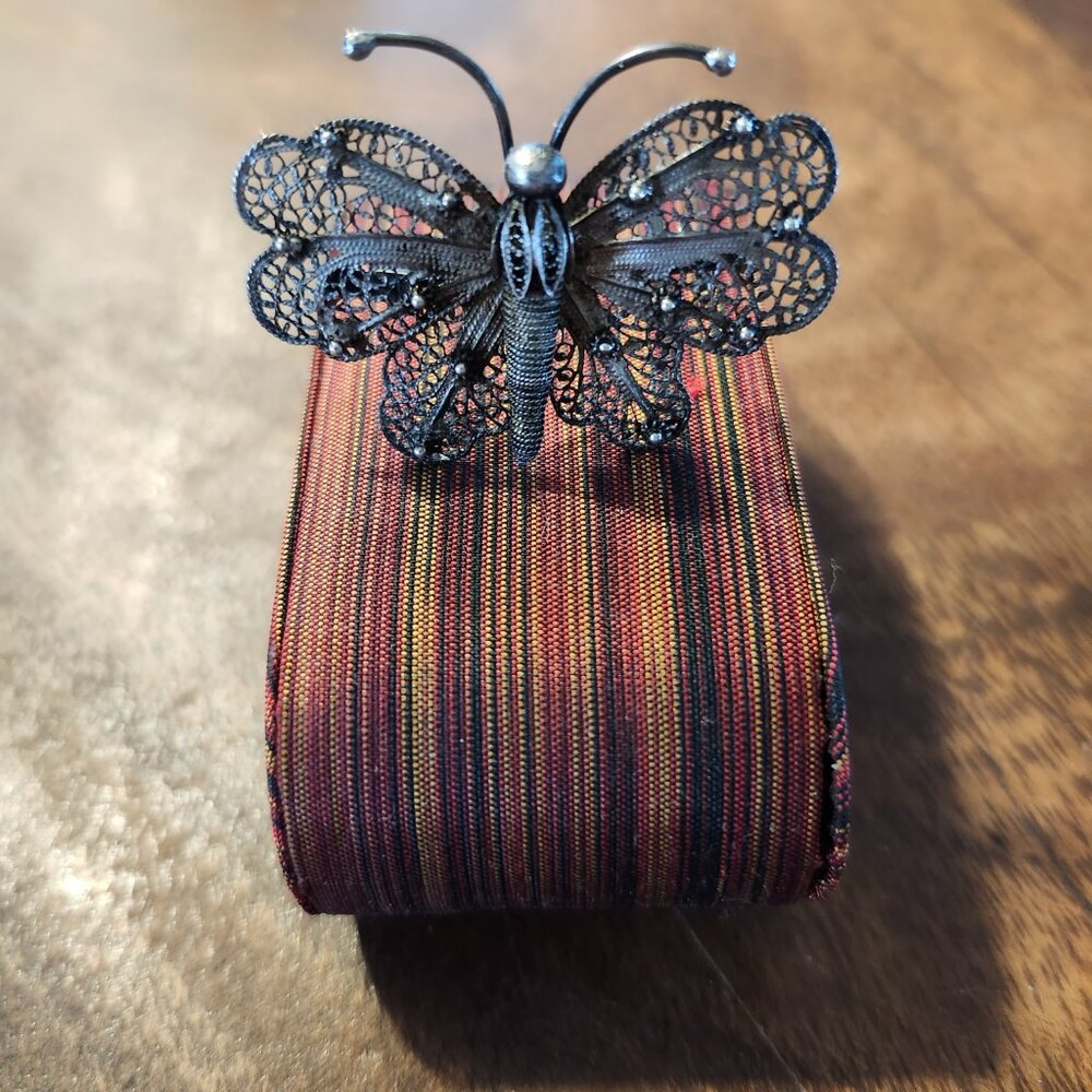 antique silver butterfly brooch filligre
